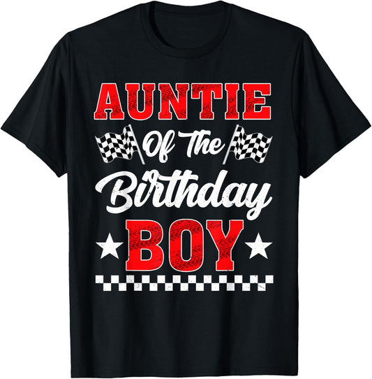 Race Car Auntie of The Birthday Boy Racing Family T-Shirt - T-Shirt | Black
