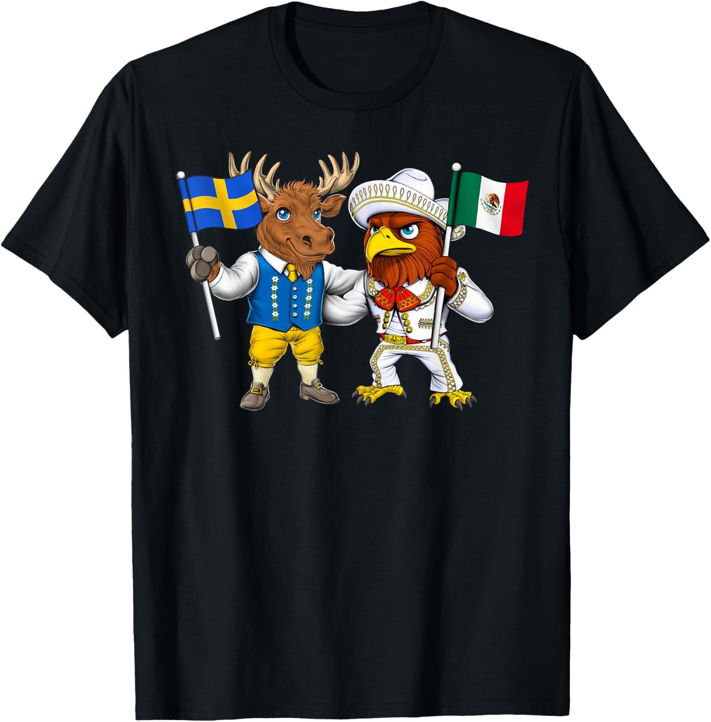 Mexico Sweden Flag Proud Mexican Roots Swedish Heritage T-Shirt - T-Shirt | Black