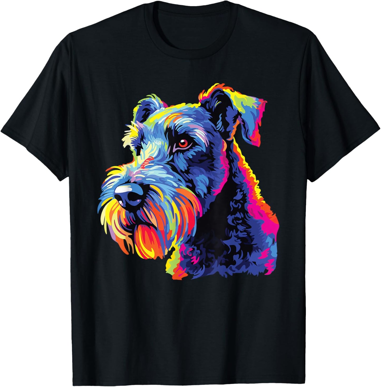 Watercolor Colorful Kerry Blue Terrier Dogs T-Shirt - T-Shirt | Black