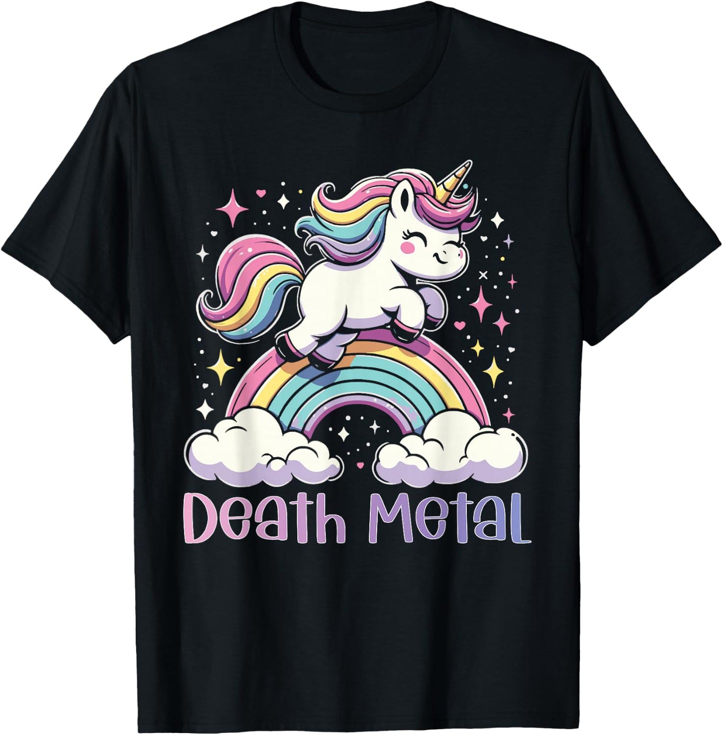 Death Metal Unicorn Rainbow Heavy Metal Rock Music T-Shirt - T-Shirt | Black