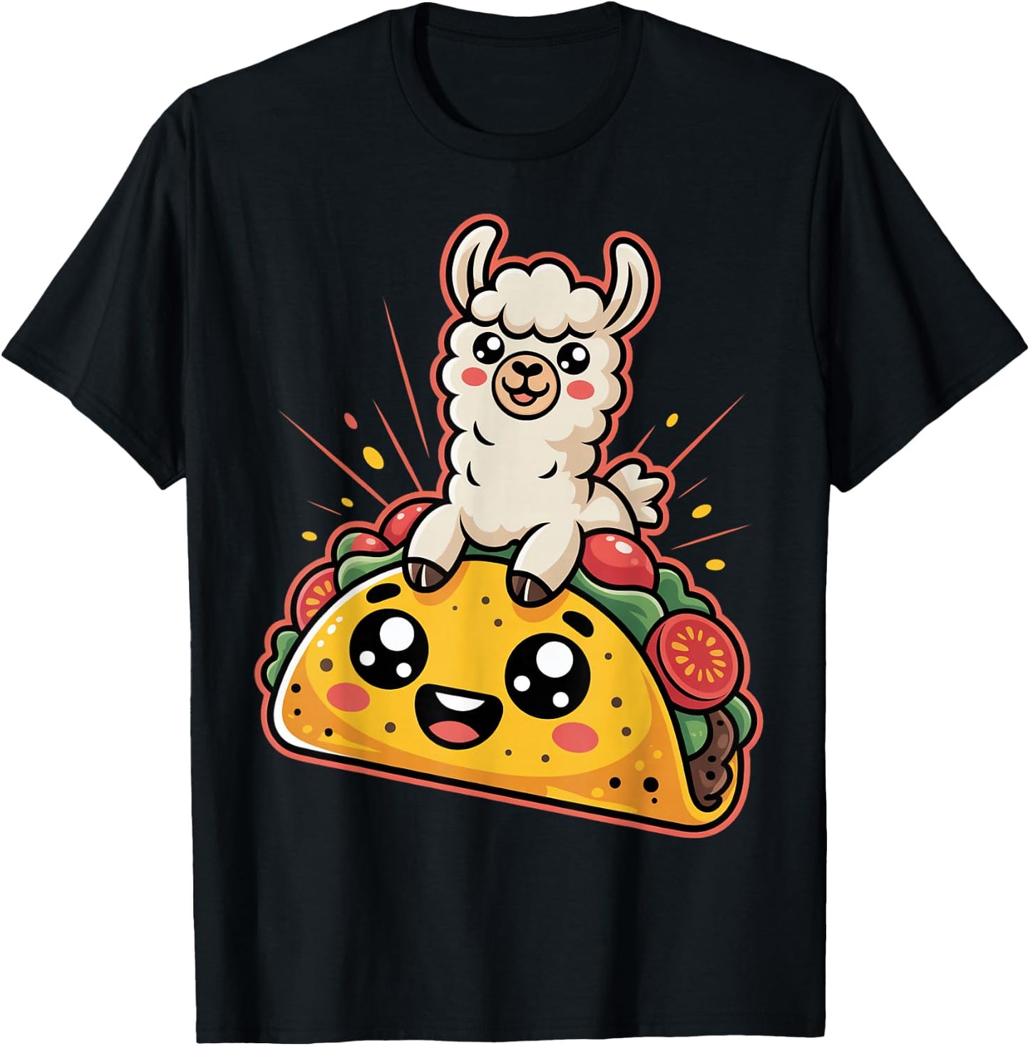 Cute Taco With Llama Vibes T-Shirt - T-Shirt | Black
