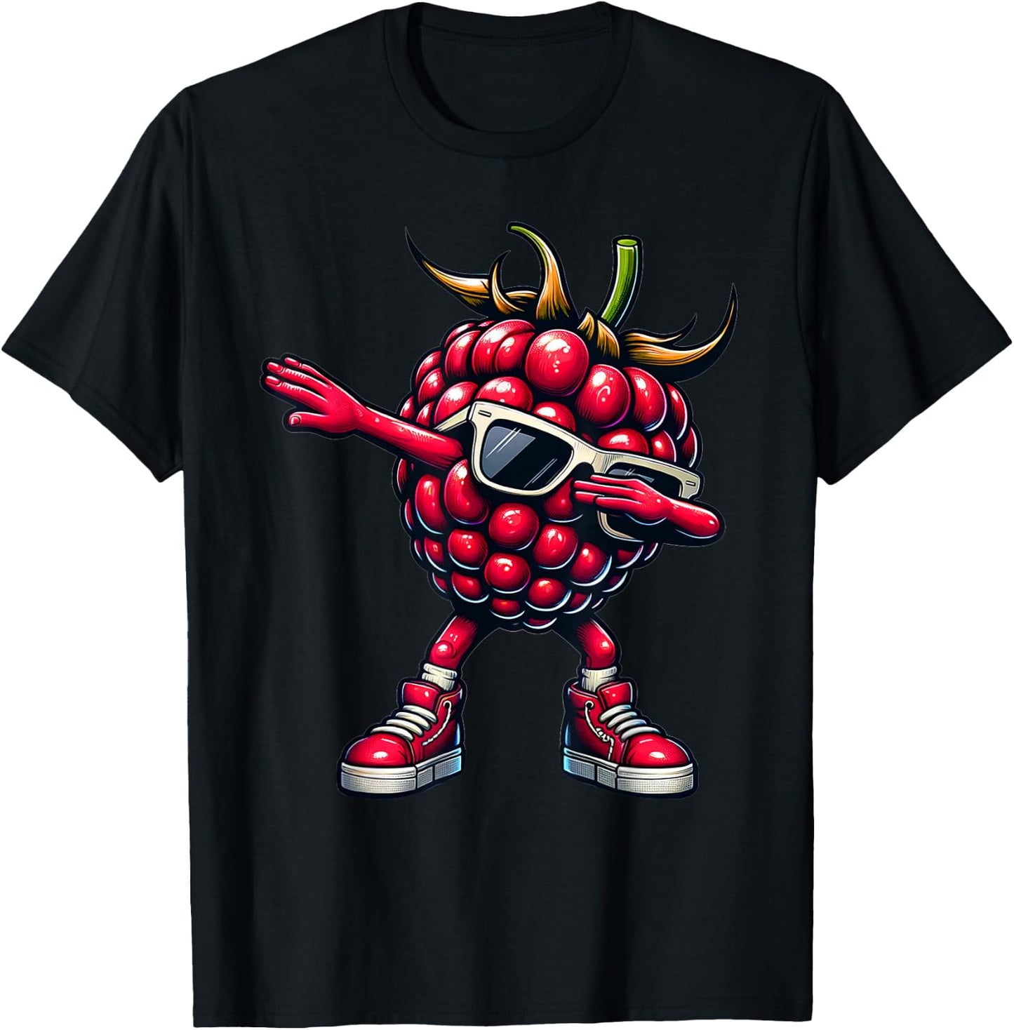 Dabbing Himbeere | Lustige rosa Himbeer Obst Frucht Geschenk T-Shirt - T-Shirt | Black
