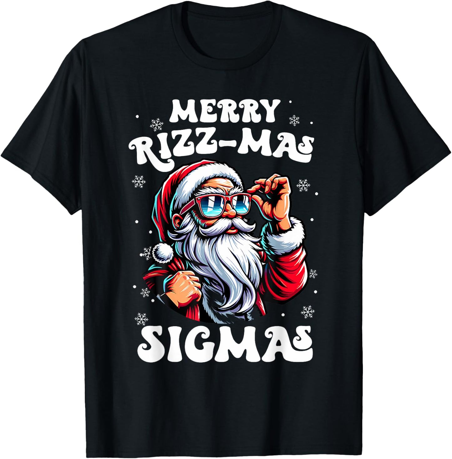 Merry Rizz Mas Sigmas Funny Gen Alpha X-Mas Santa Christmas T-Shirt - T-Shirt | Black