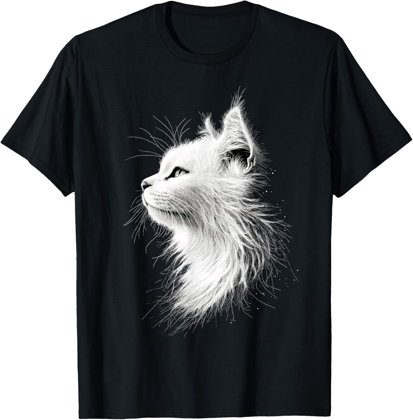 Angora Cat White Turkish Angora Cat Cute Angora Cats T-Shirt - T-Shirt | Black