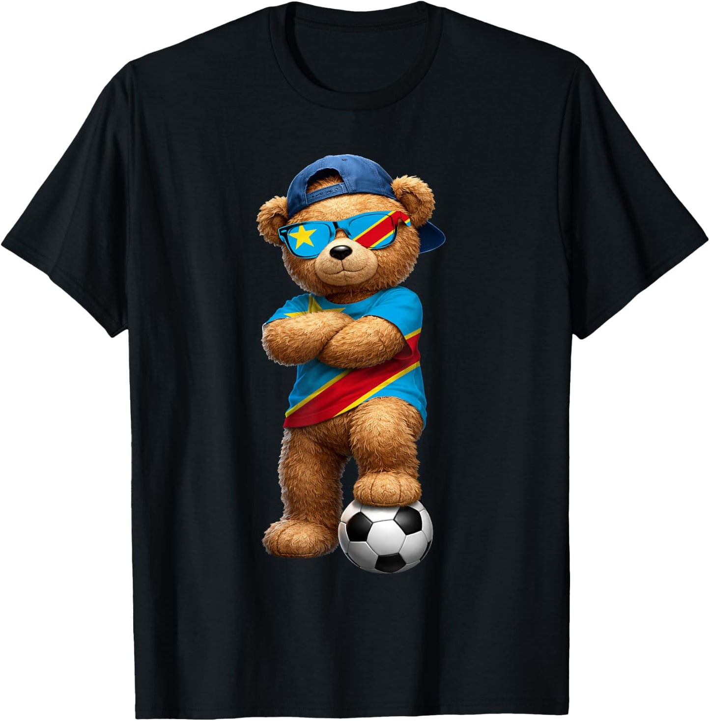 Congolese Flag Teddy Player Sports Outfit for Congo T-Shirt - T-Shirt | Black