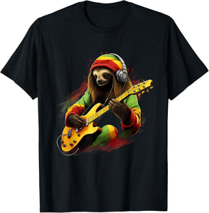 Reggae Music Jamaica Hippie Rastafari Rasta Reggae Sloth T-Shirt - T-Shirt | Black