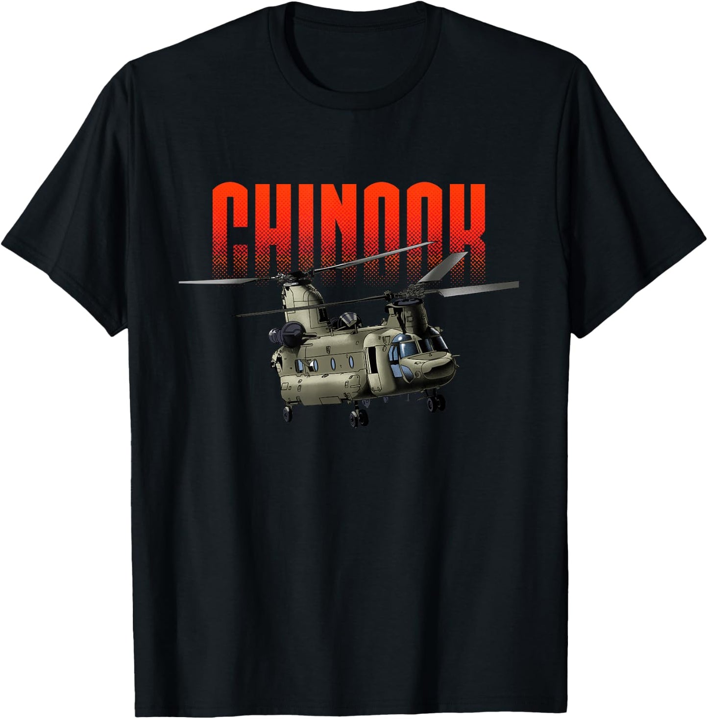USA Military Warbird Helicopter Chinook T-Shirt - T-Shirt | Black