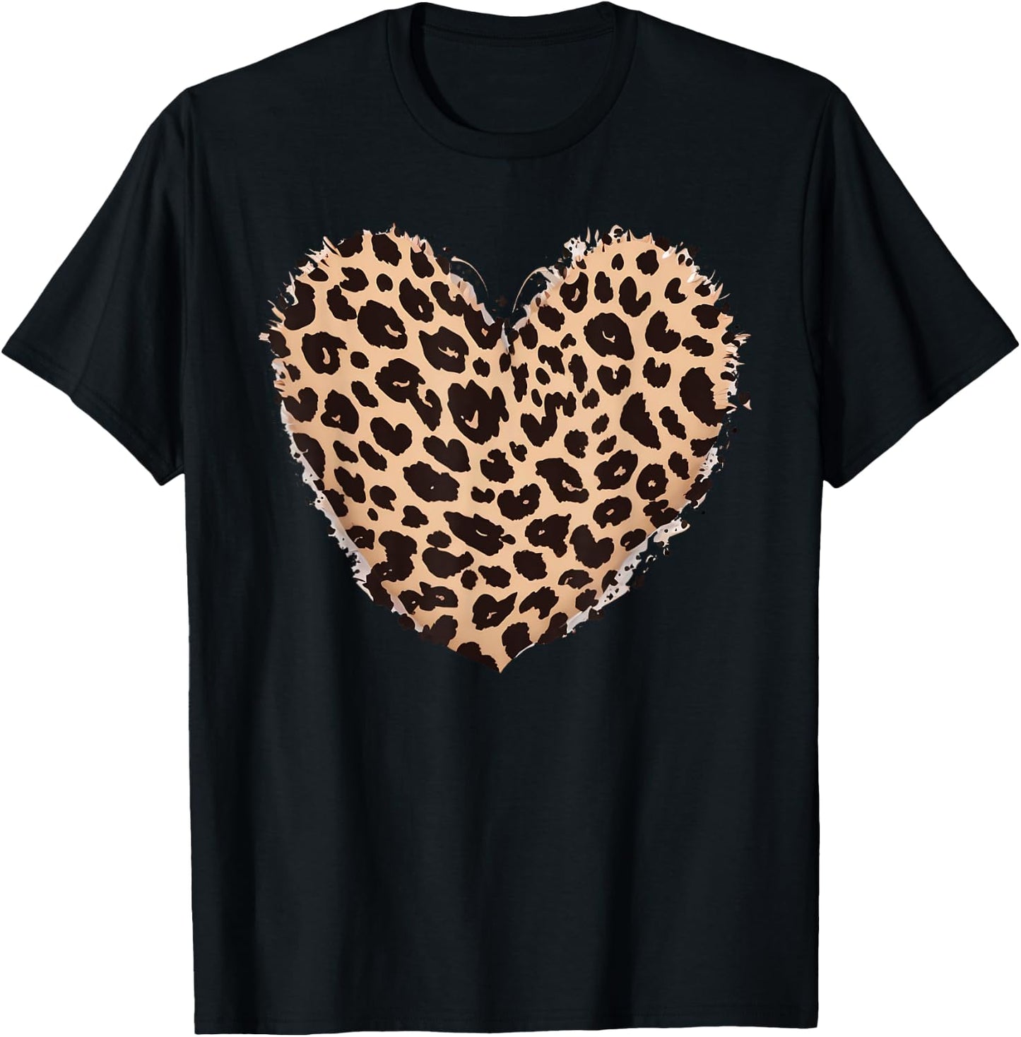Cheetah Leopard Heart Girls Animal Print , black T-Shirt - T-Shirt | Black