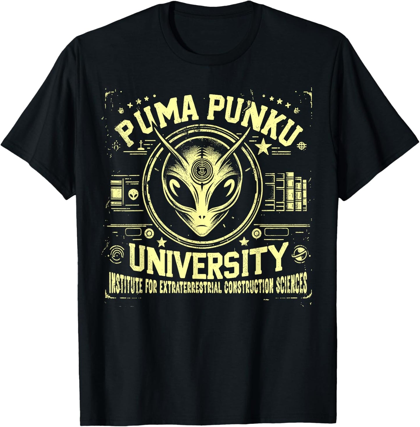 Puma Punku University, Ancient Astronaut Theorist Alien T-Shirt - T-Shirt | Black