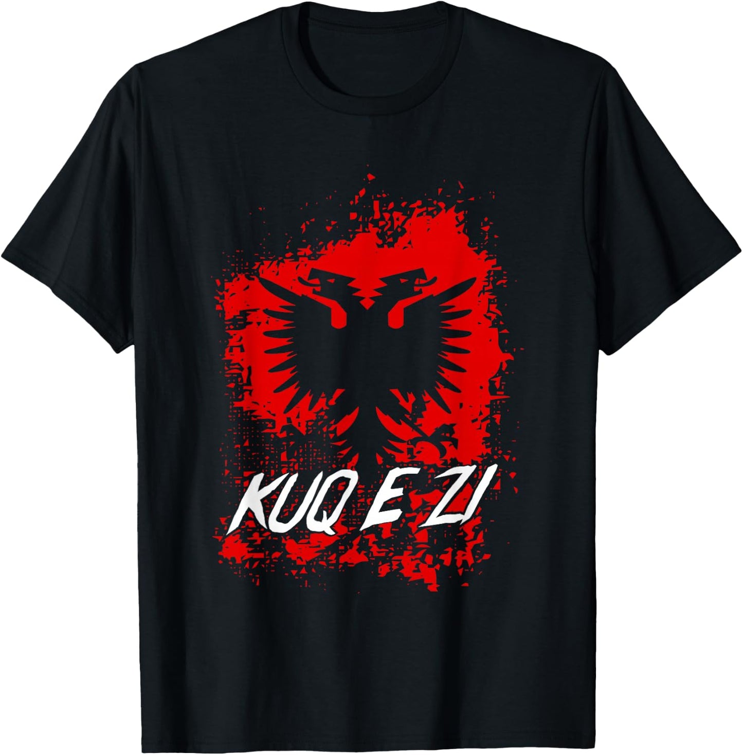 Kuq E Zi Shqipe Albanian Albania Double Eagle T-Shirt - T-Shirt | Black