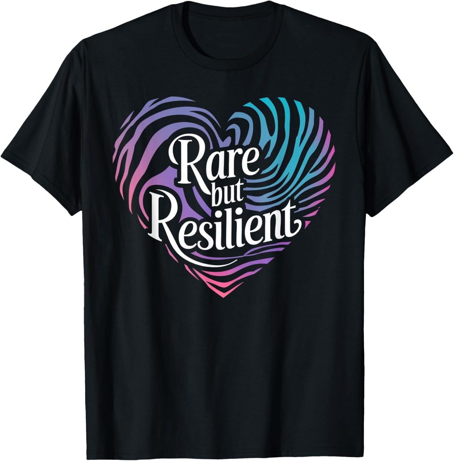 Rare but Resilient Zebra Heart Shirt - Rare Disease Day 2026 T-Shirt - T-Shirt | Black