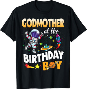 Godmother of The Birthday Boy Space Astronaut Birthday T-Shirt - T-Shirt | Black