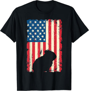 Patriotic Guinea Pig Animal 4th of July US American Flag Women Kids Men T-Shirt - T-Shirt | Black