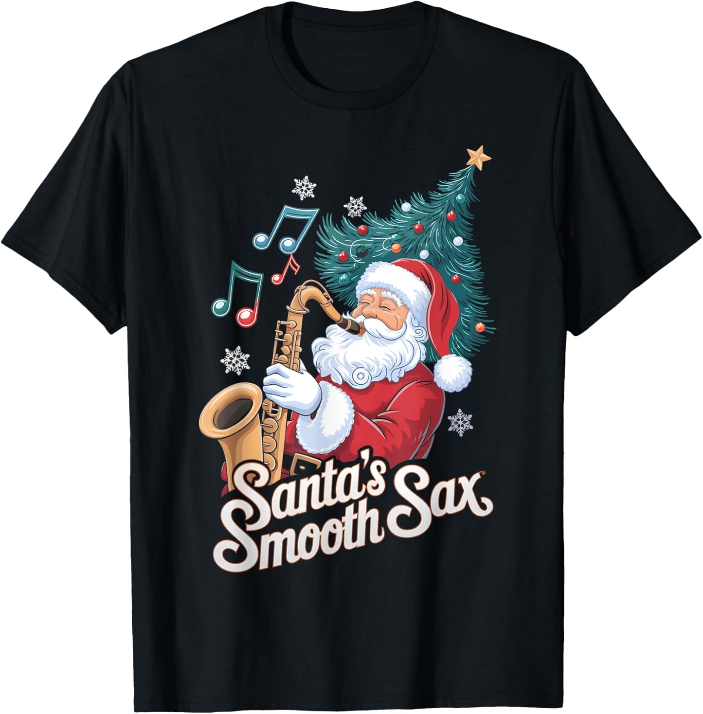 Santas Smooth Sax Saxophone Santa Jazz Christmas T-Shirt - T-Shirt | Black