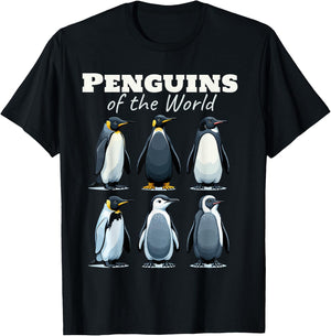 Penguins Of The World T-Shirt - T-Shirt | Black