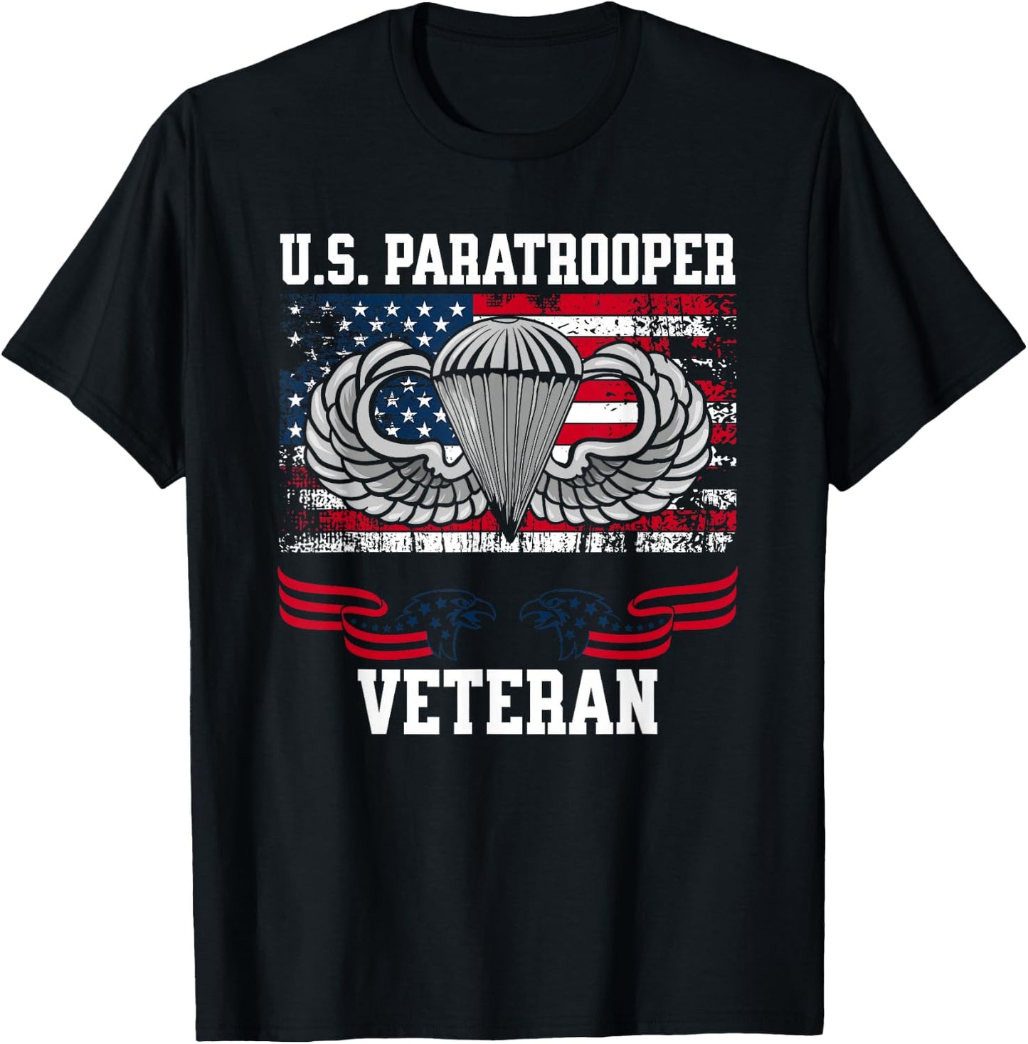 Veteran Paratrooper Jump Wings 82nd Airborne Division T-Shirt - T-Shirt | Black