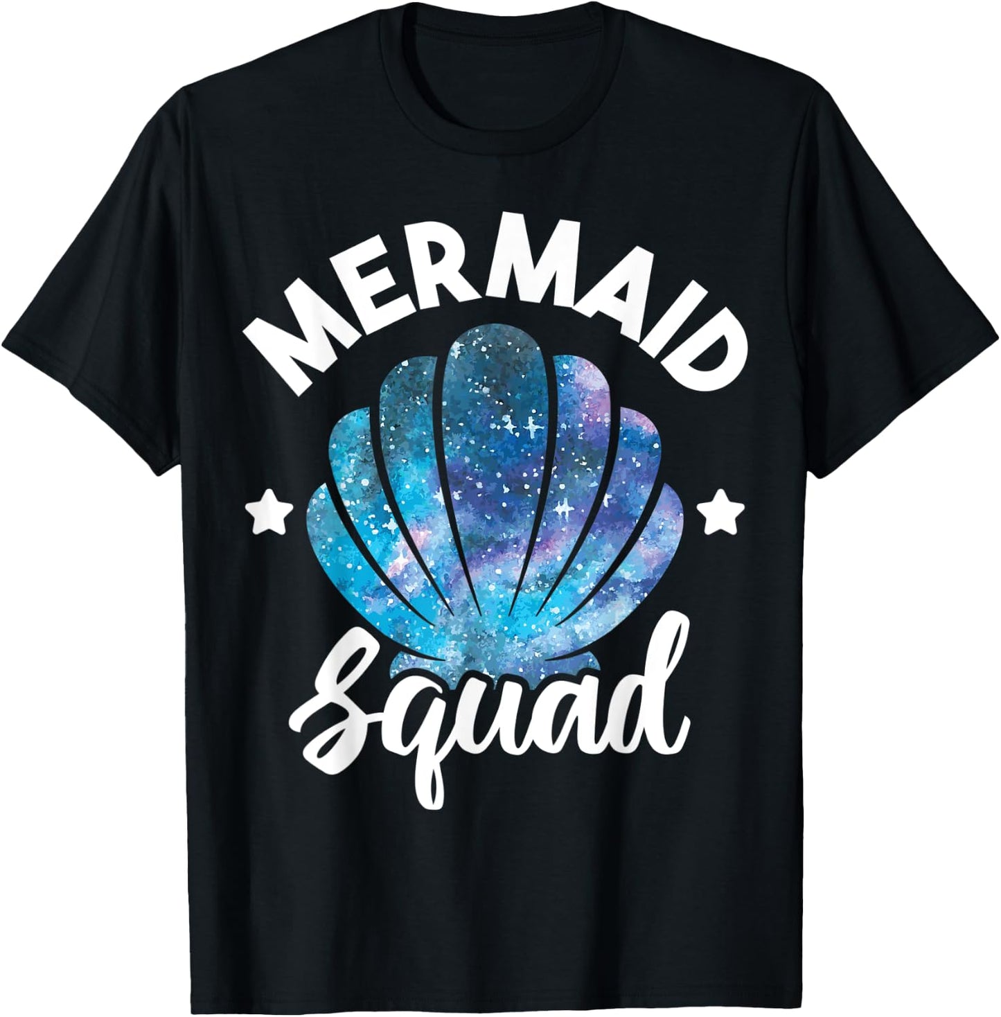 Cute Mermaid Squad Seashell Matching Mermaid Squad Party T-Shirt - T-Shirt | Black