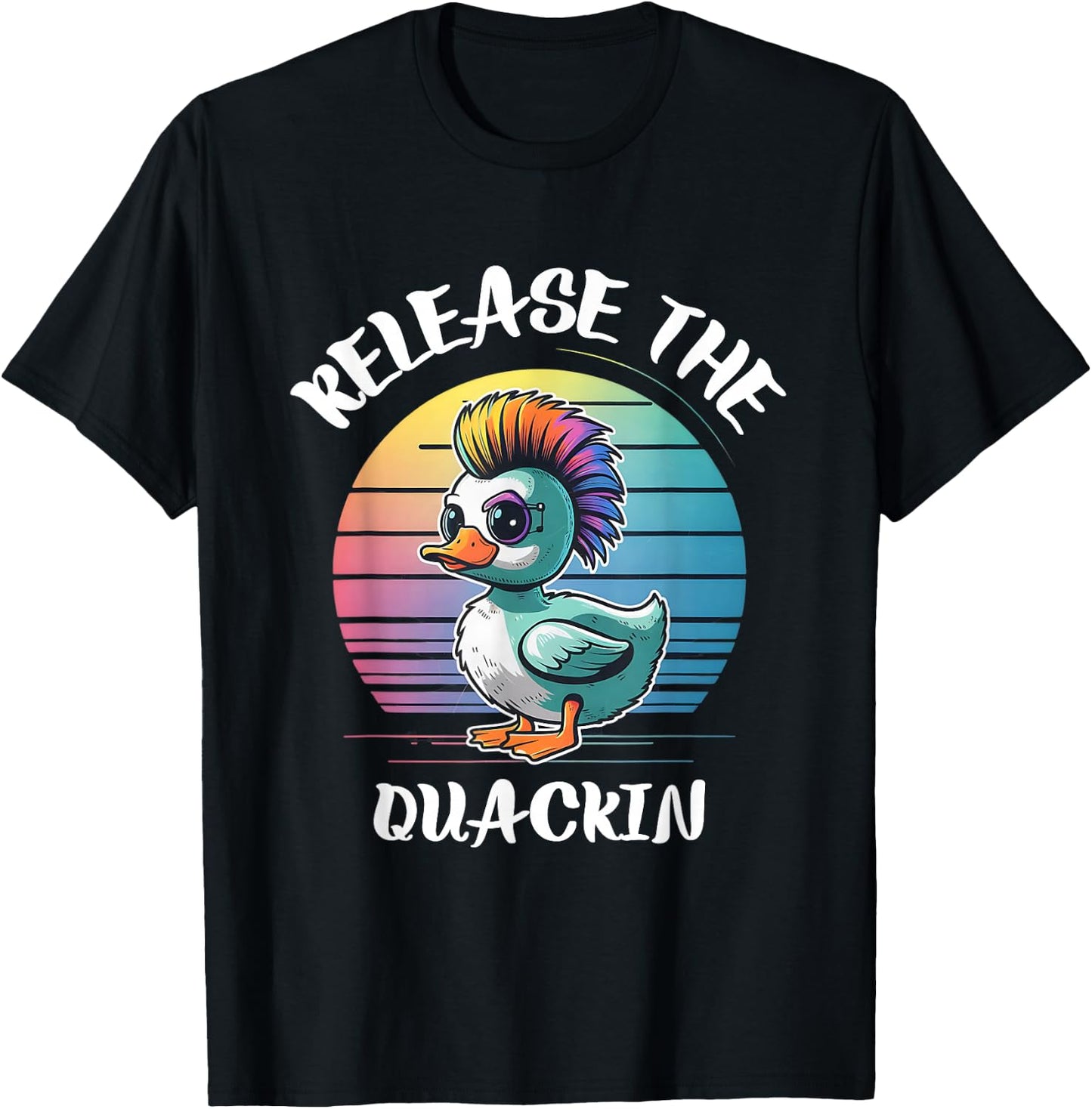 Funny Duck Shirts Release The Quackin -Adults Black Cotton 60% Polyester 40% Modern Lightweight Short-sleeve T-Shirt - T-Shirt | Black