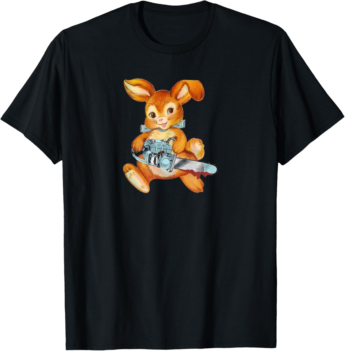 Chainsaw Bunny: Vintage-Inspired Dark Humor T-Shirt - T-Shirt | Black
