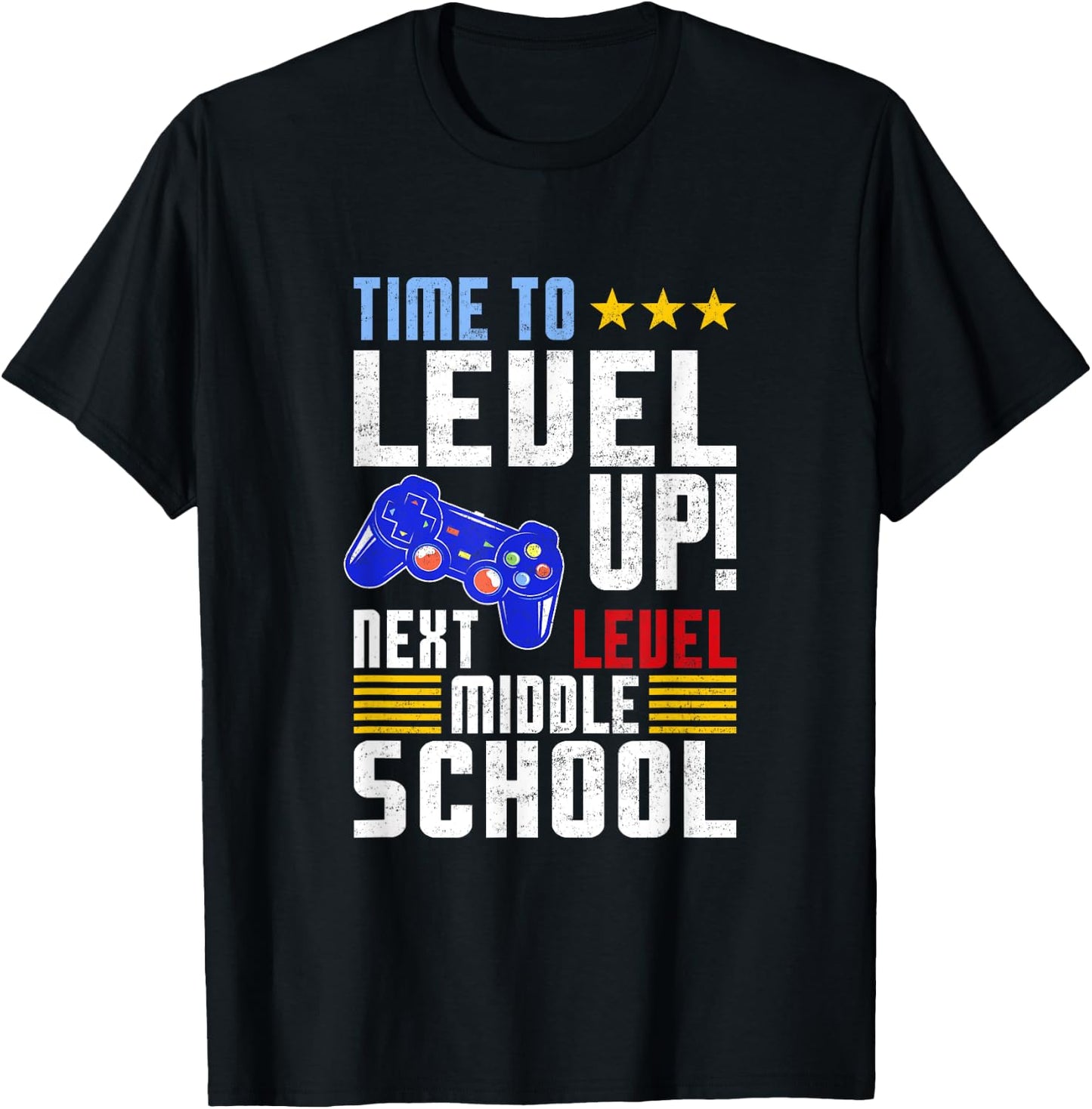 Time To Level Up Next Middle School Graduation Gamer Boys T-Shirt - T-Shirt | Black
