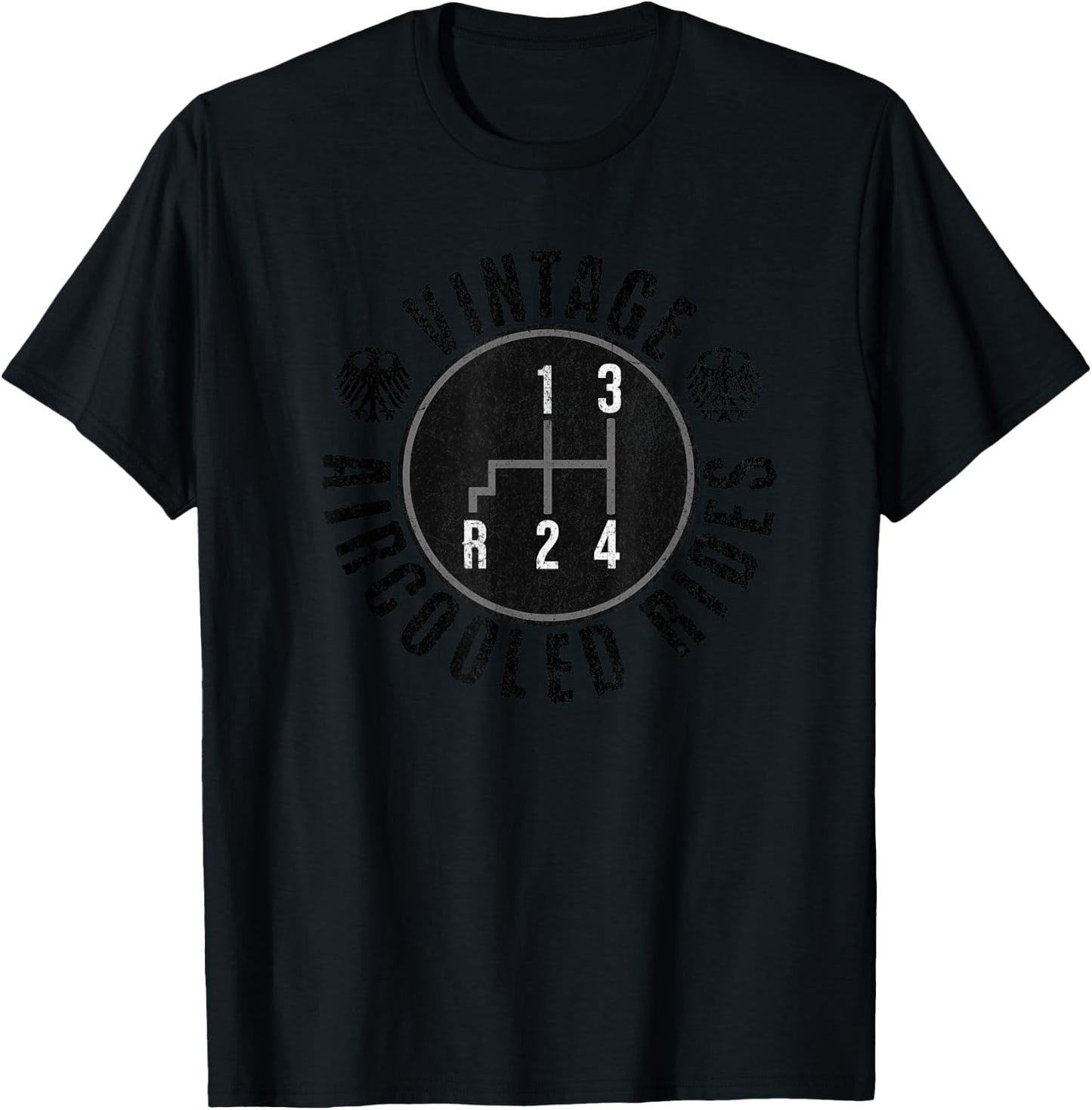 Classic Car 4 Speed Shift Pattern German Motorsport Racing T-Shirt - T-Shirt | Black