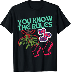 Funny Christmas Mistletoe Below The Belt Sexy Adult Humor T-Shirt - T-Shirt | Black