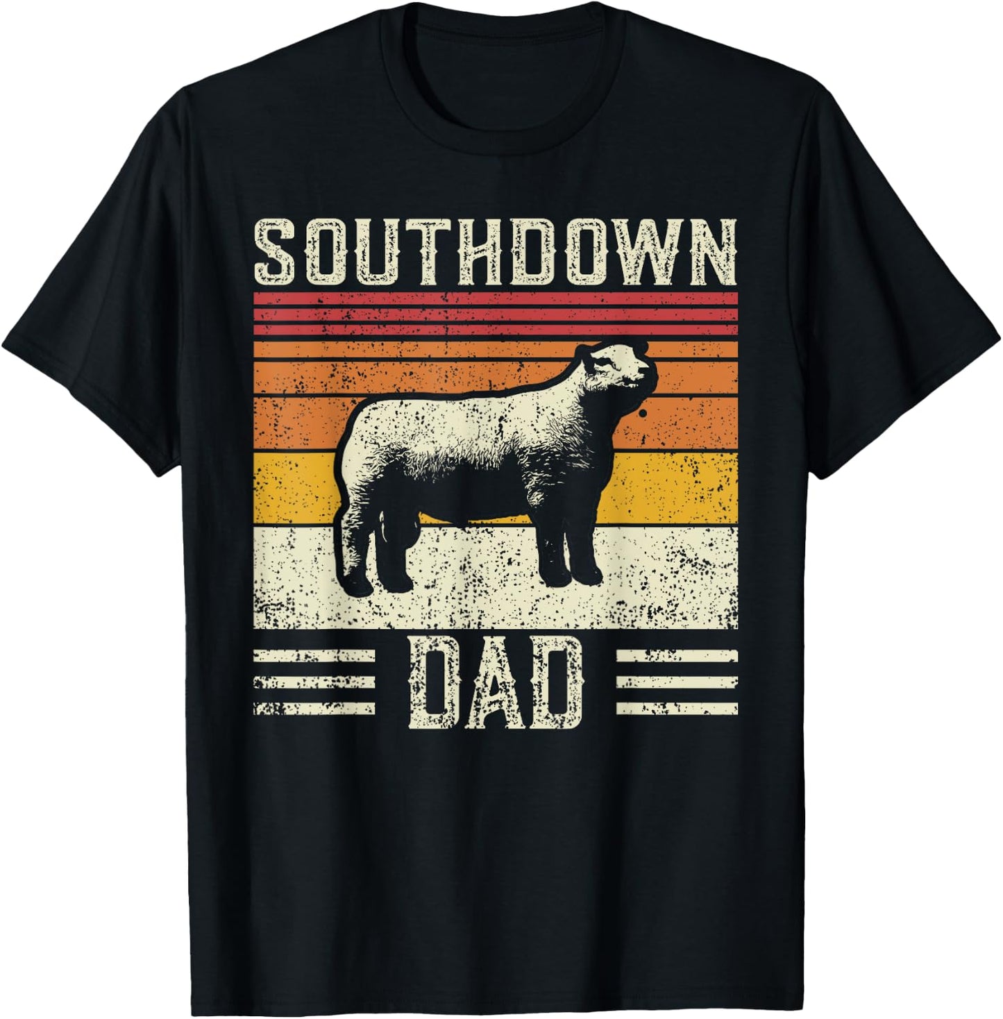 Best Sheep Dad Men - Vintage Southdown Sheep T-Shirt - T-Shirt | Black