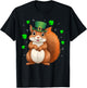 Irish Shamrock Leprechaun Hat Squirrel St Patrick's Day T-Shirt - T-Shirt | Black