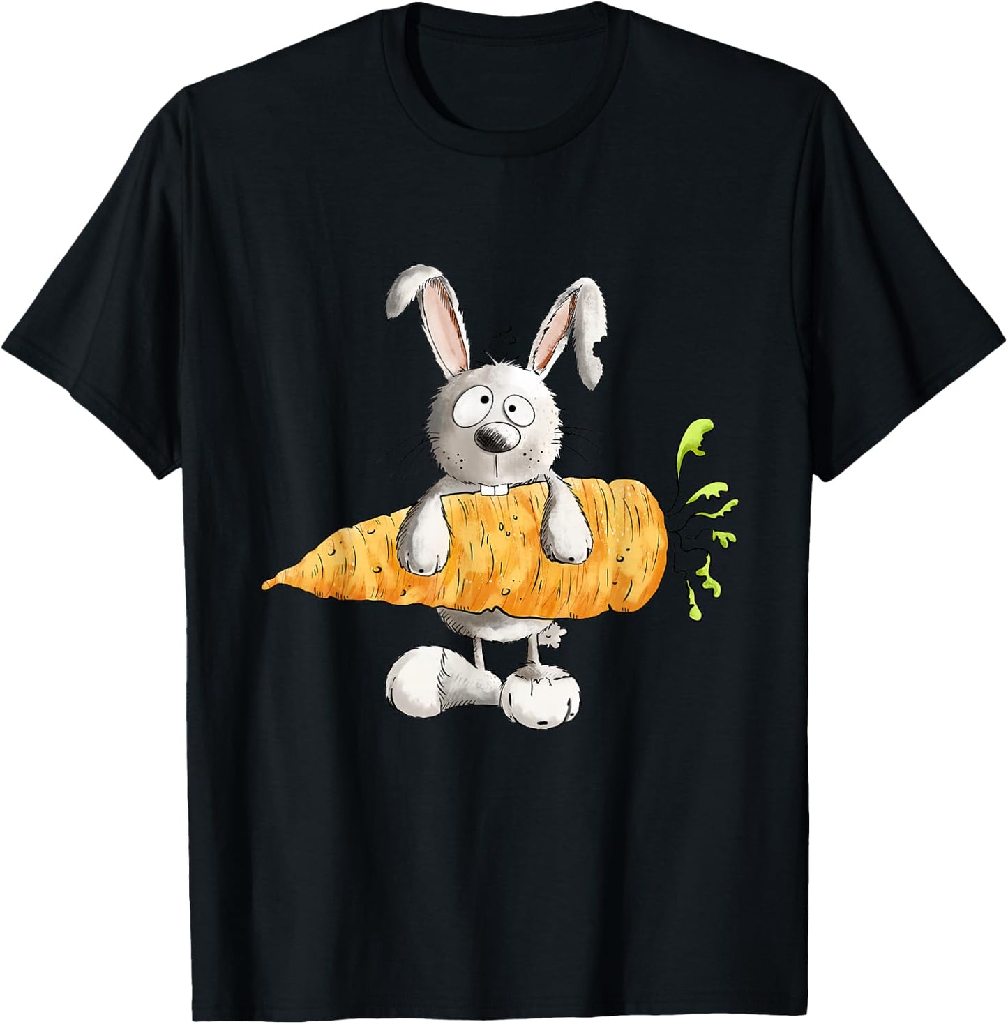 Rabbit Mit Carrot I Rabbit Motif Fun Bunny , black T-Shirt - T-Shirt | Black