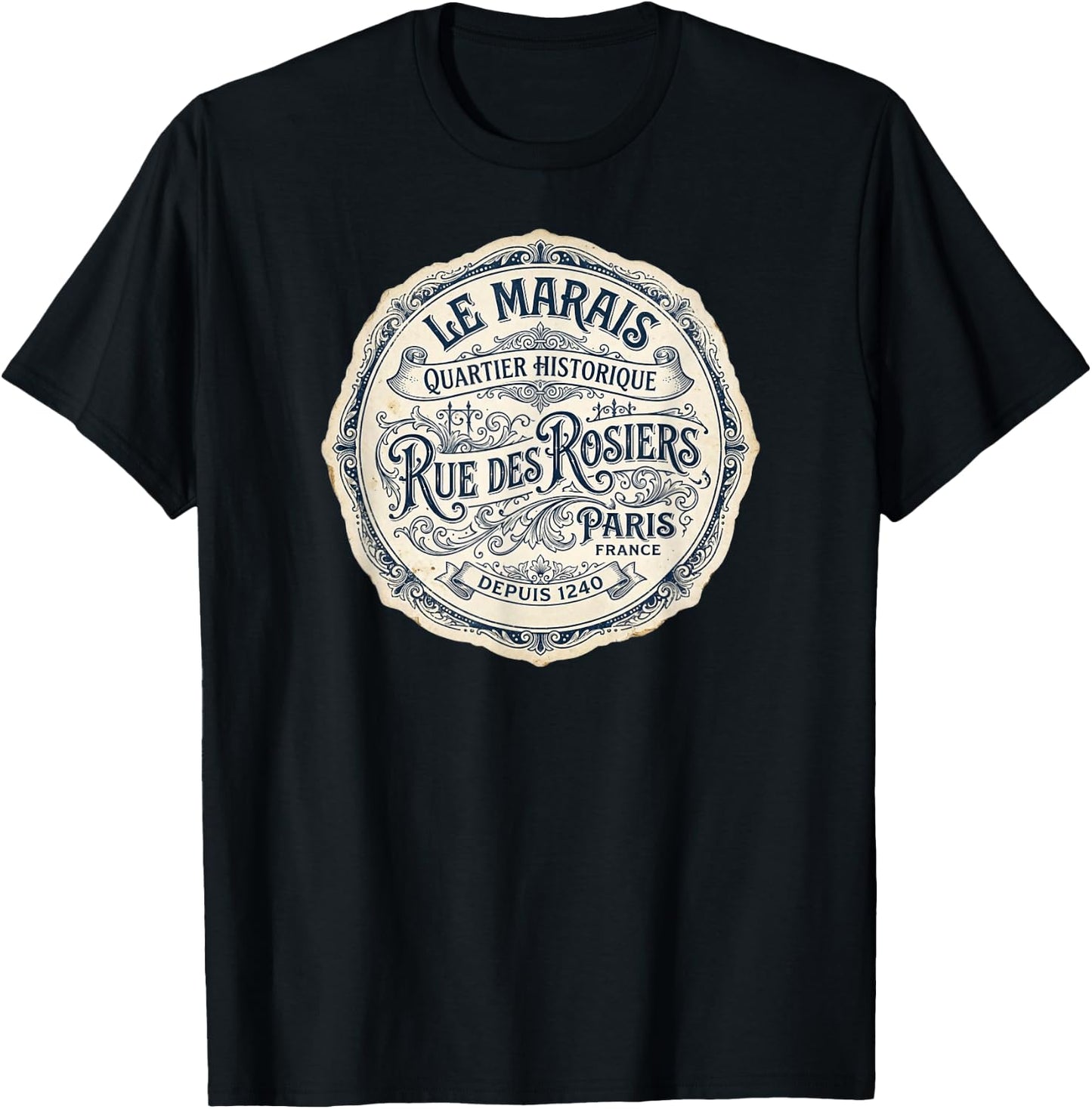 Le Marais Paris France Quartier Historique Depuis 1240 T-Shirt - T-Shirt | Black