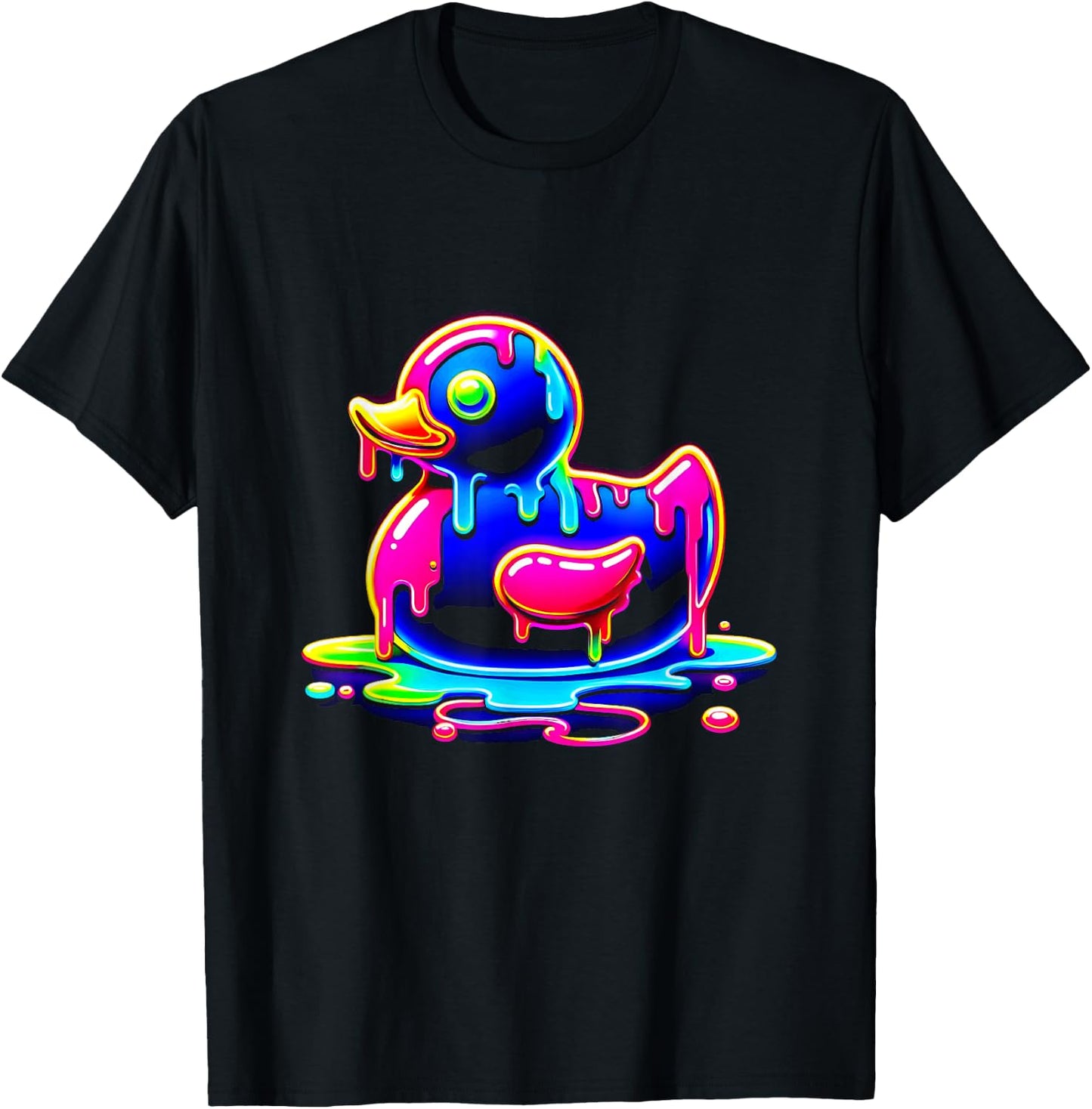 Rubber Duck Ice Cream Drippy Melting liquid Colorful T-Shirt - T-Shirt | Black