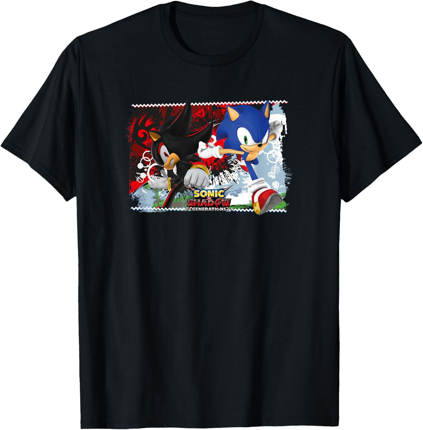 Sonic The Hedgehog, Sonic X Shadow Generations - Split T-Shirt - T-Shirt | Black
