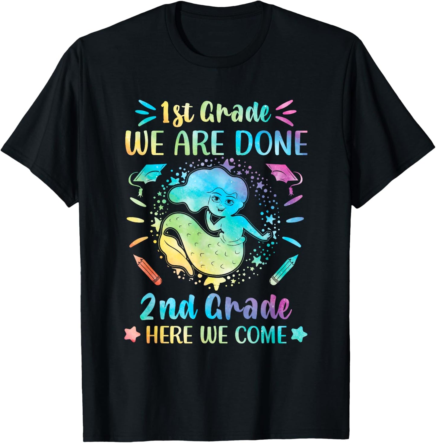 First grade graduation shirt 1st grade mermaid tie dye T-Shirt - T-Shirt | Black