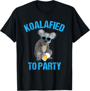 Koalafied to Party Koala Animal Pun Shirt Koala T-Shirt - T-Shirt | Black