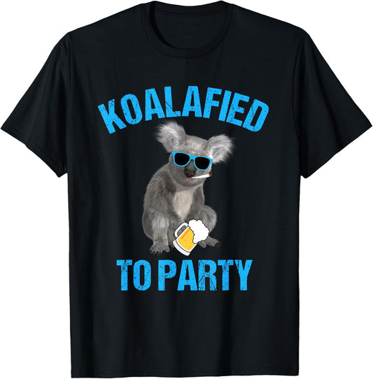 Koalafied to Party Koala Animal Pun Shirt Koala T-Shirt - T-Shirt | Black