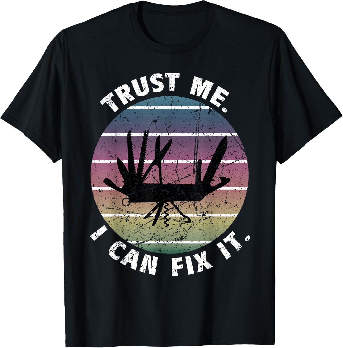 DIY Dad Fathers Day Can Fix It Handyman Swiss Army Knife T-Shirt - T-Shirt | Black