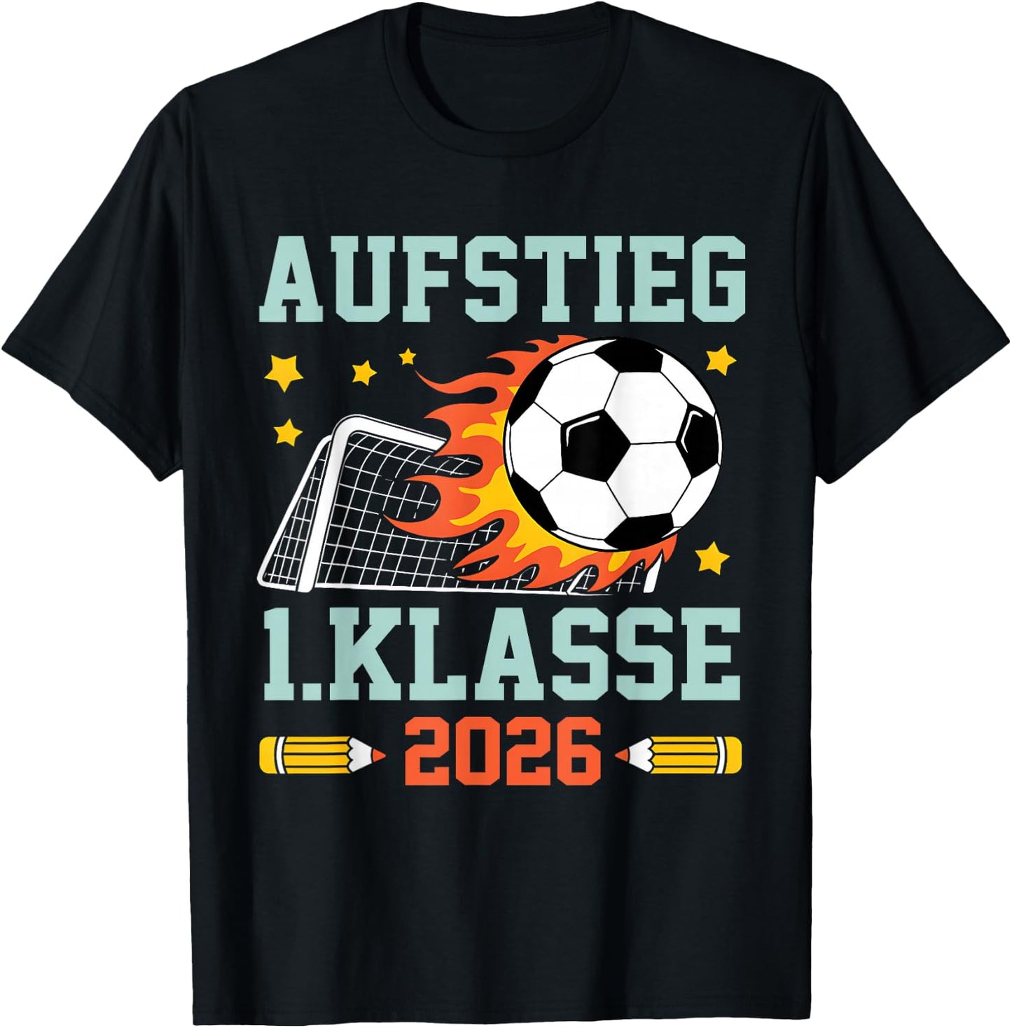 Schulkind 2026 Einschulung Erste Klasse Fußball 1 Klasse T-Shirt - T-Shirt | Black