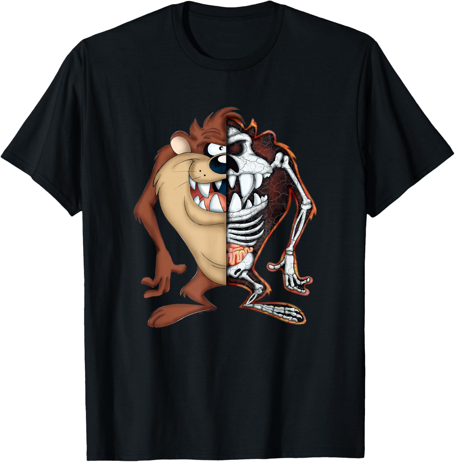 Looney Tunes Taz Half Skeleton T-Shirt - T-Shirt | Black