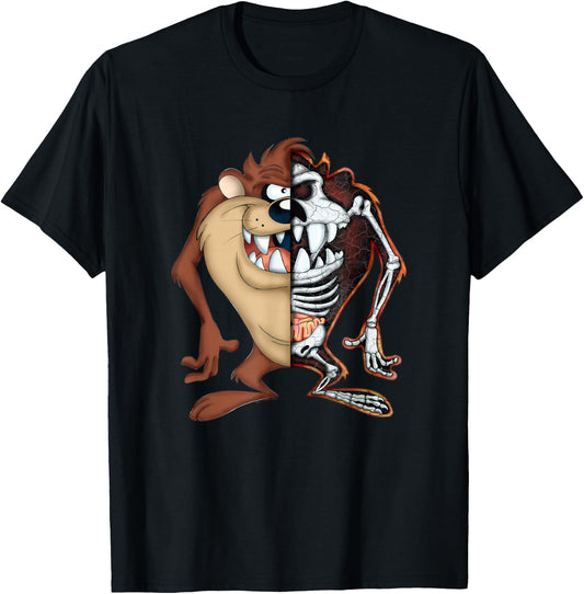 Looney Tunes Taz Half Skeleton T-Shirt - T-Shirt | Black