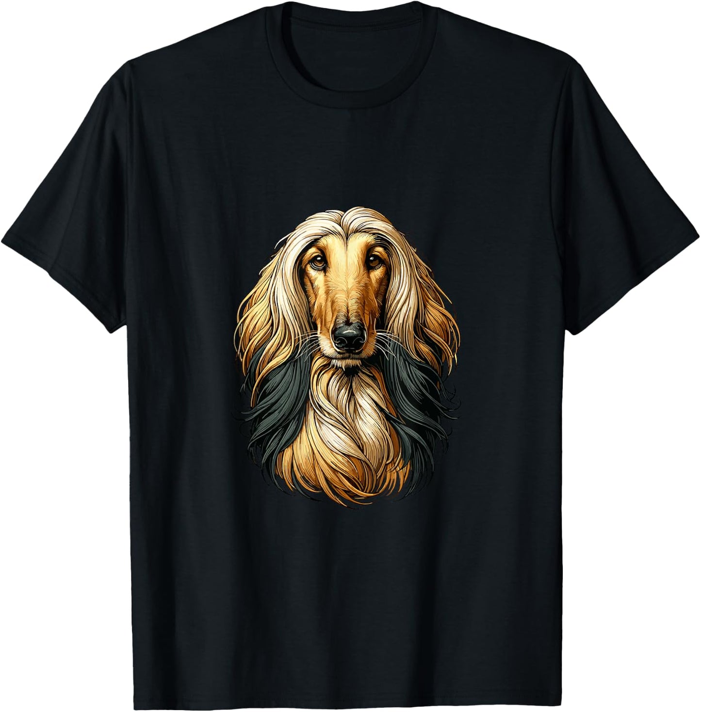 Dog Face - Afghan Greyhound , Black, S T-Shirt - T-Shirt | Black