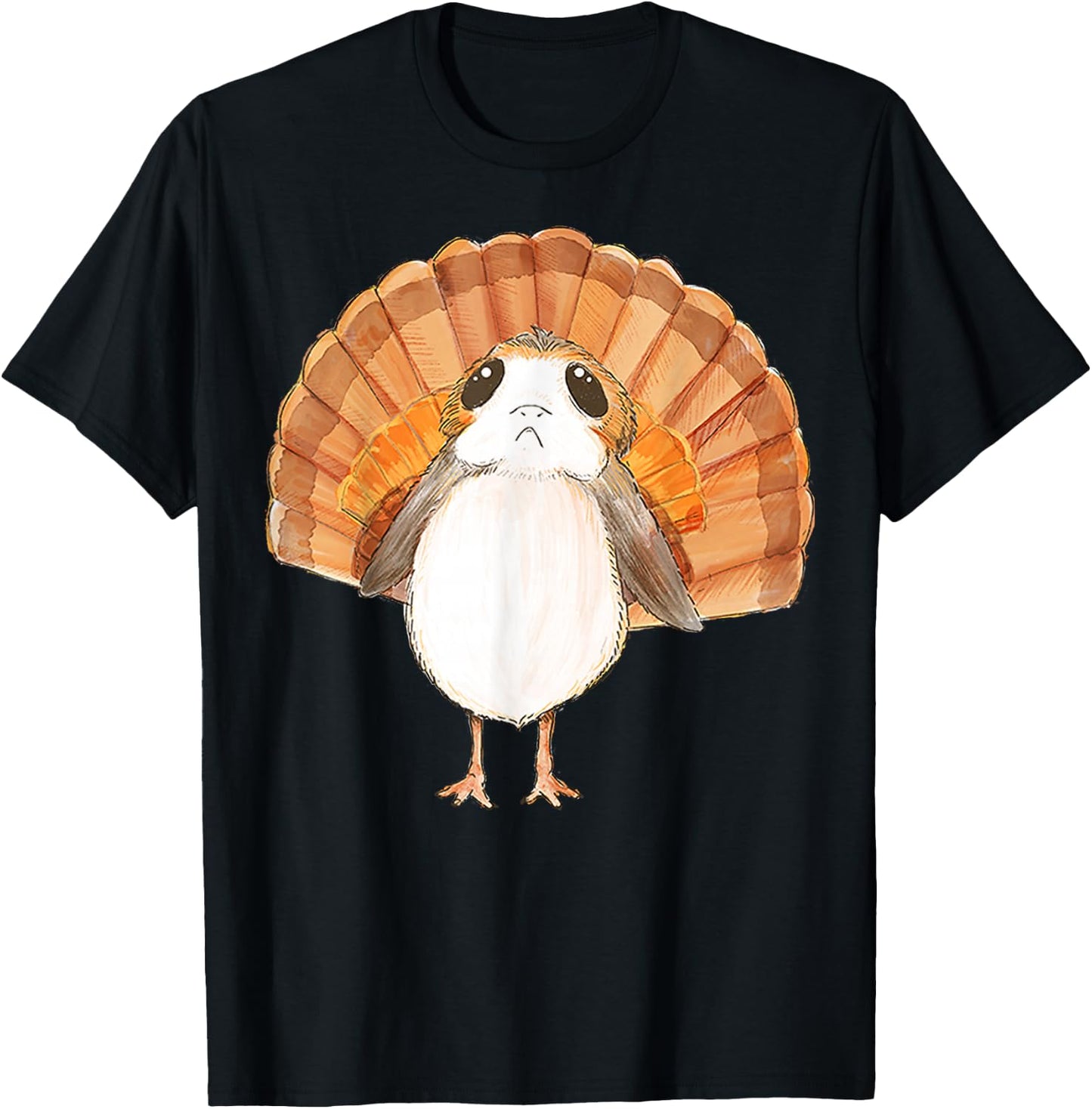 Star Wars Porg Turkey Thanksgiving Feathers Graphic T-Shirt - T-Shirt | Black
