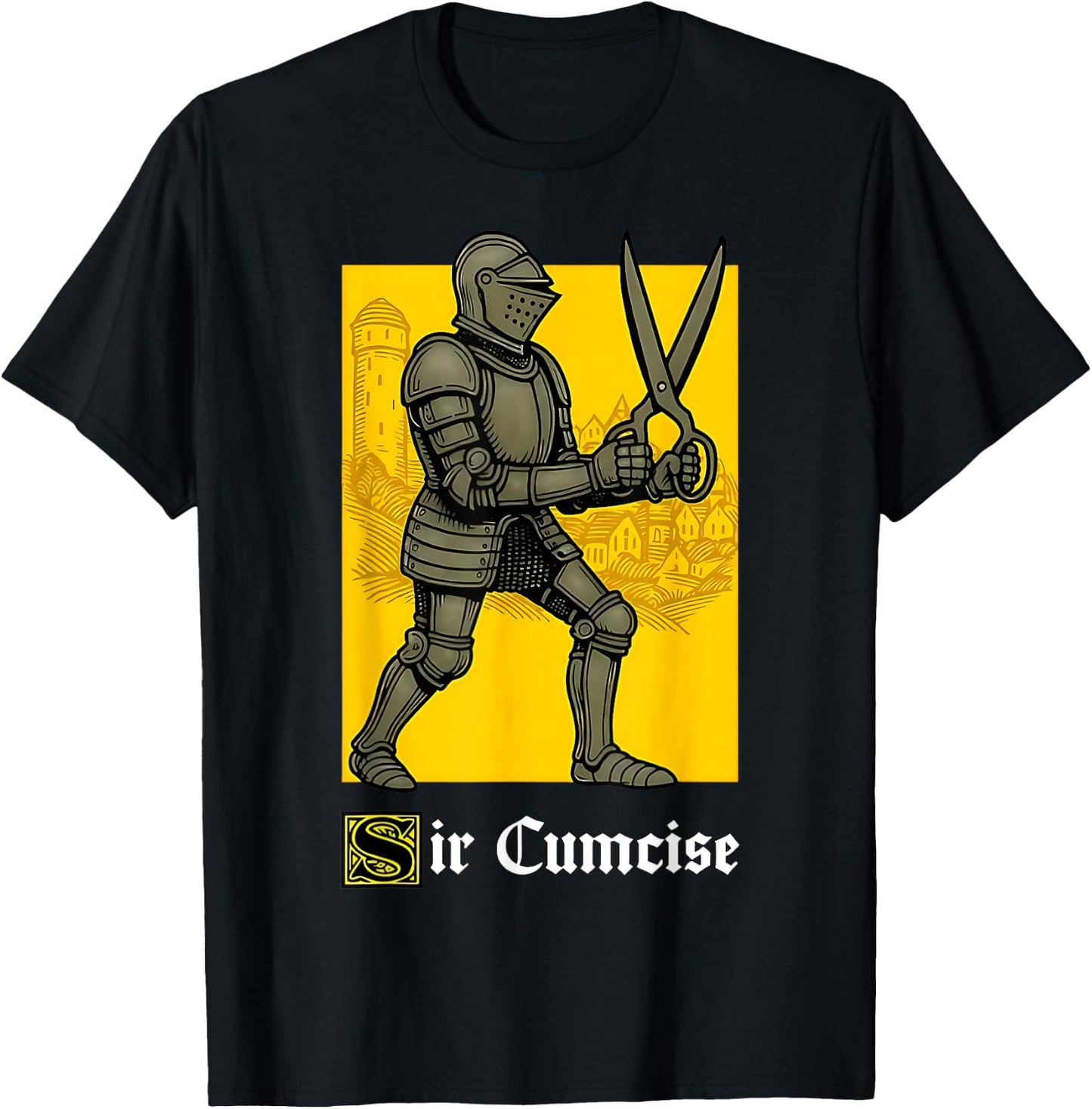 Sir Cumcise Funny Knight Pun Meme Medieval Art Boys Men T-Shirt - T-Shirt | Black