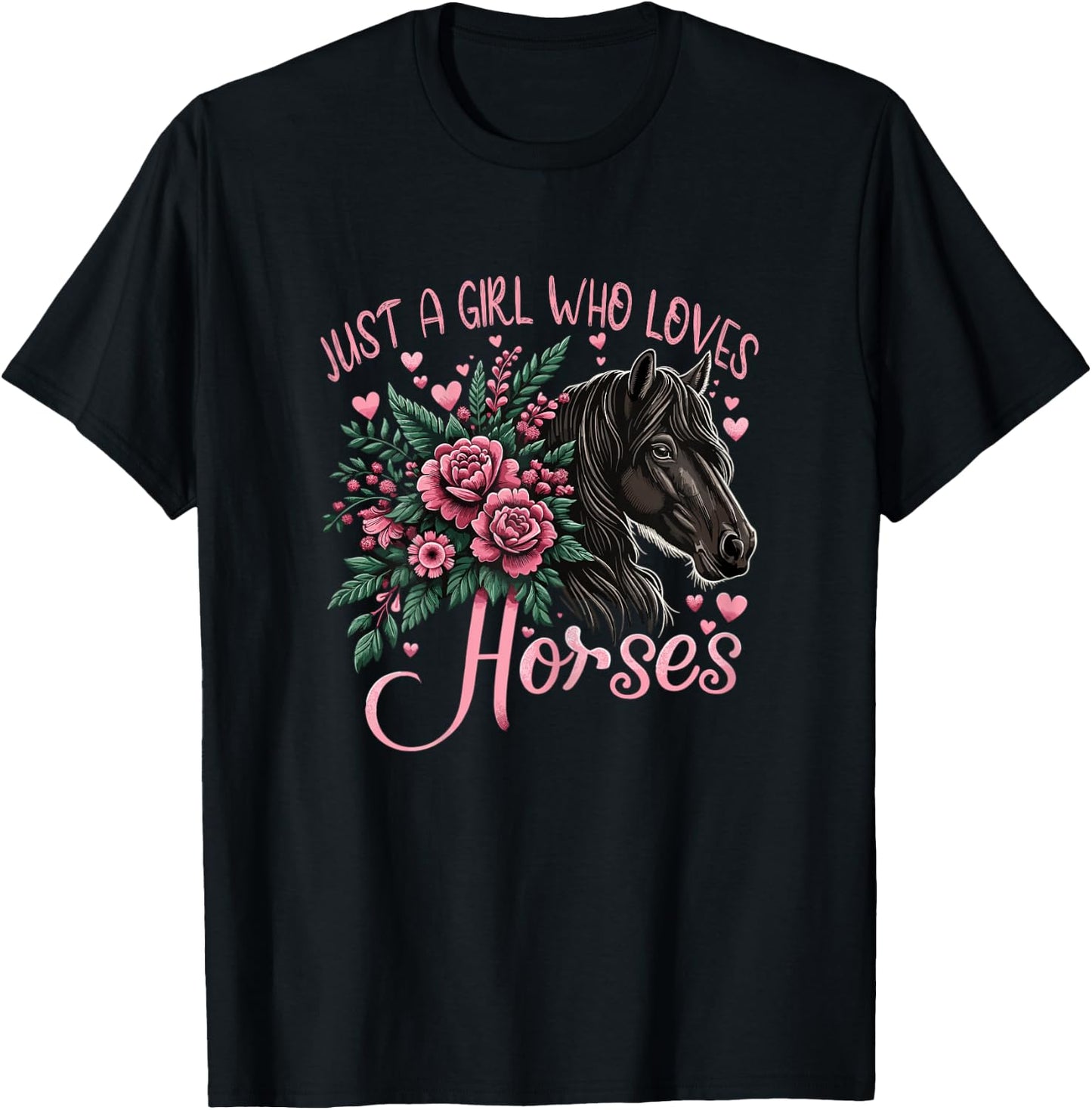 Just A Girl Who Loves Horses Vintage Horse T-Shirt - T-Shirt | Black