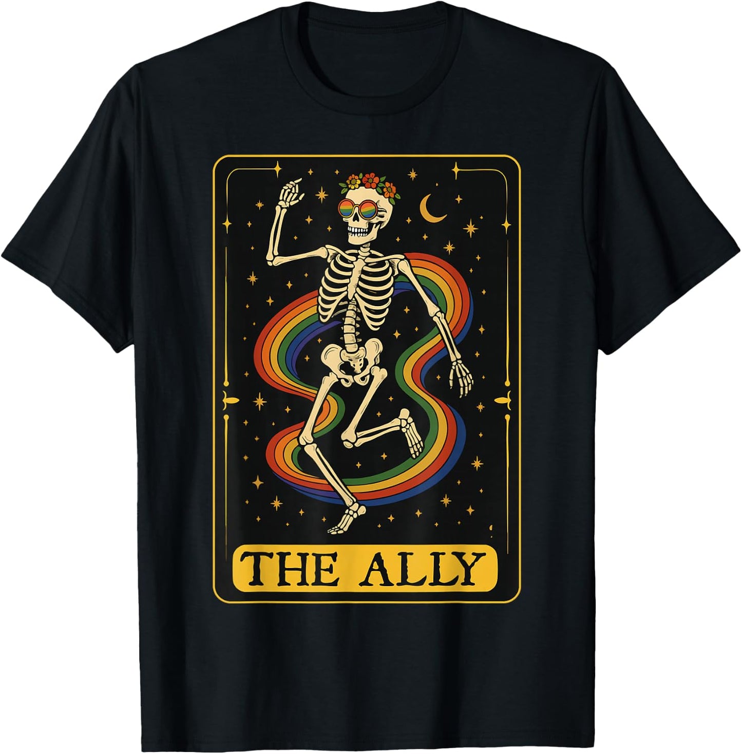 The Ally Tarot Card Skeleton LGBTQ Gay Pride Equality T-Shirt - T-Shirt | Black