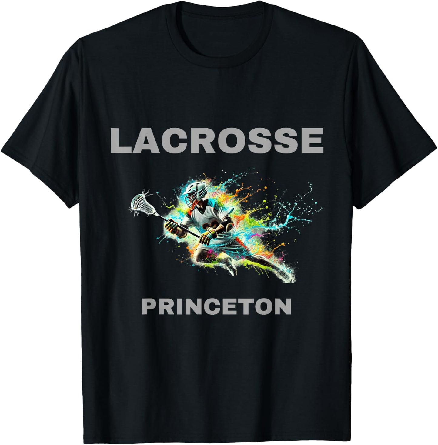 Colorful Lacrosse Player - Princeton T-Shirt - T-Shirt | Black