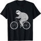 Sloth Riding Bike Funny Cycling Animal Bicycle Sloth Lover T-Shirt - T-Shirt | Black