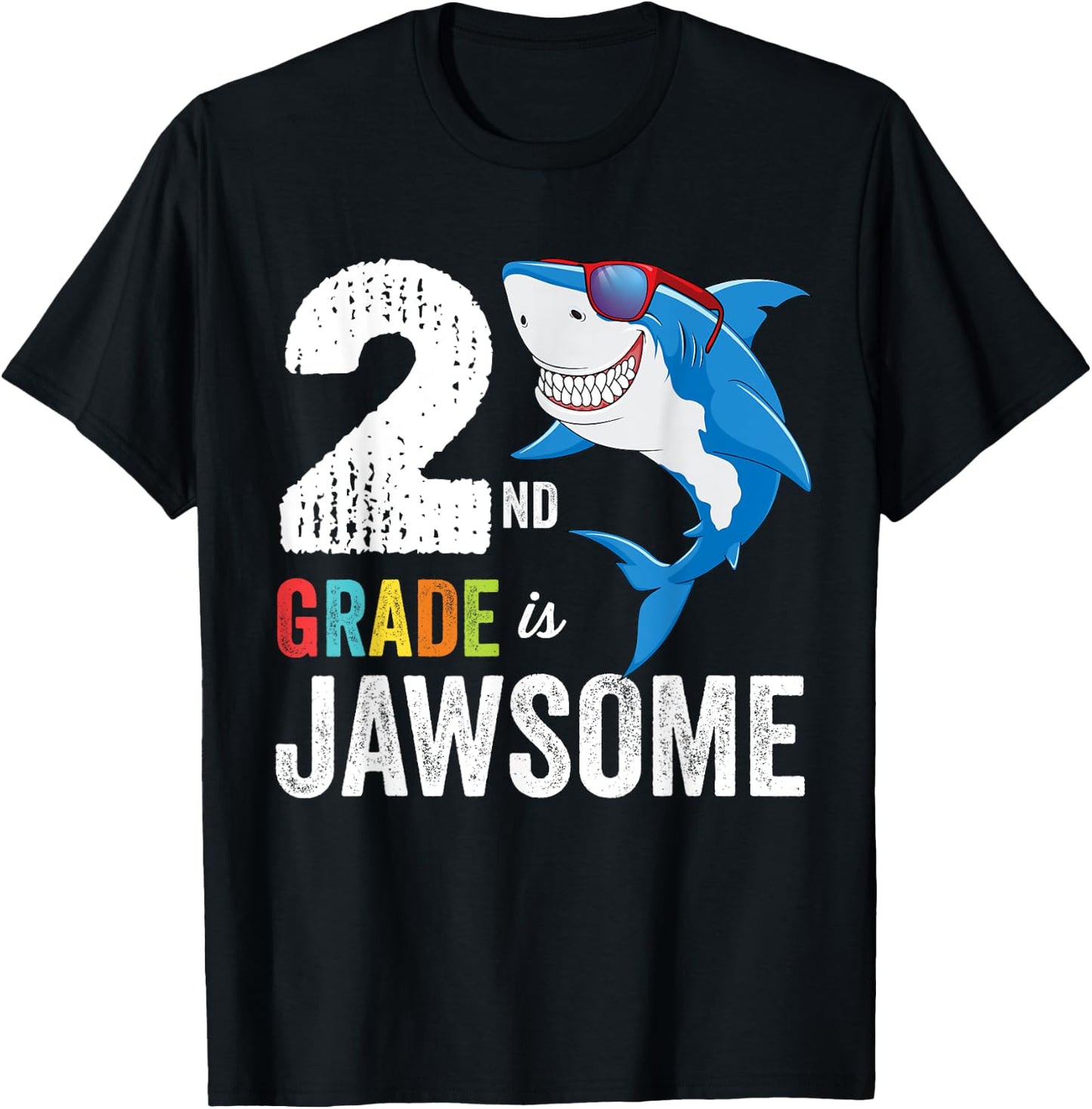 Second Grade Shirt Boys Girls Shark First Day of School T-Shirt - T-Shirt | Black