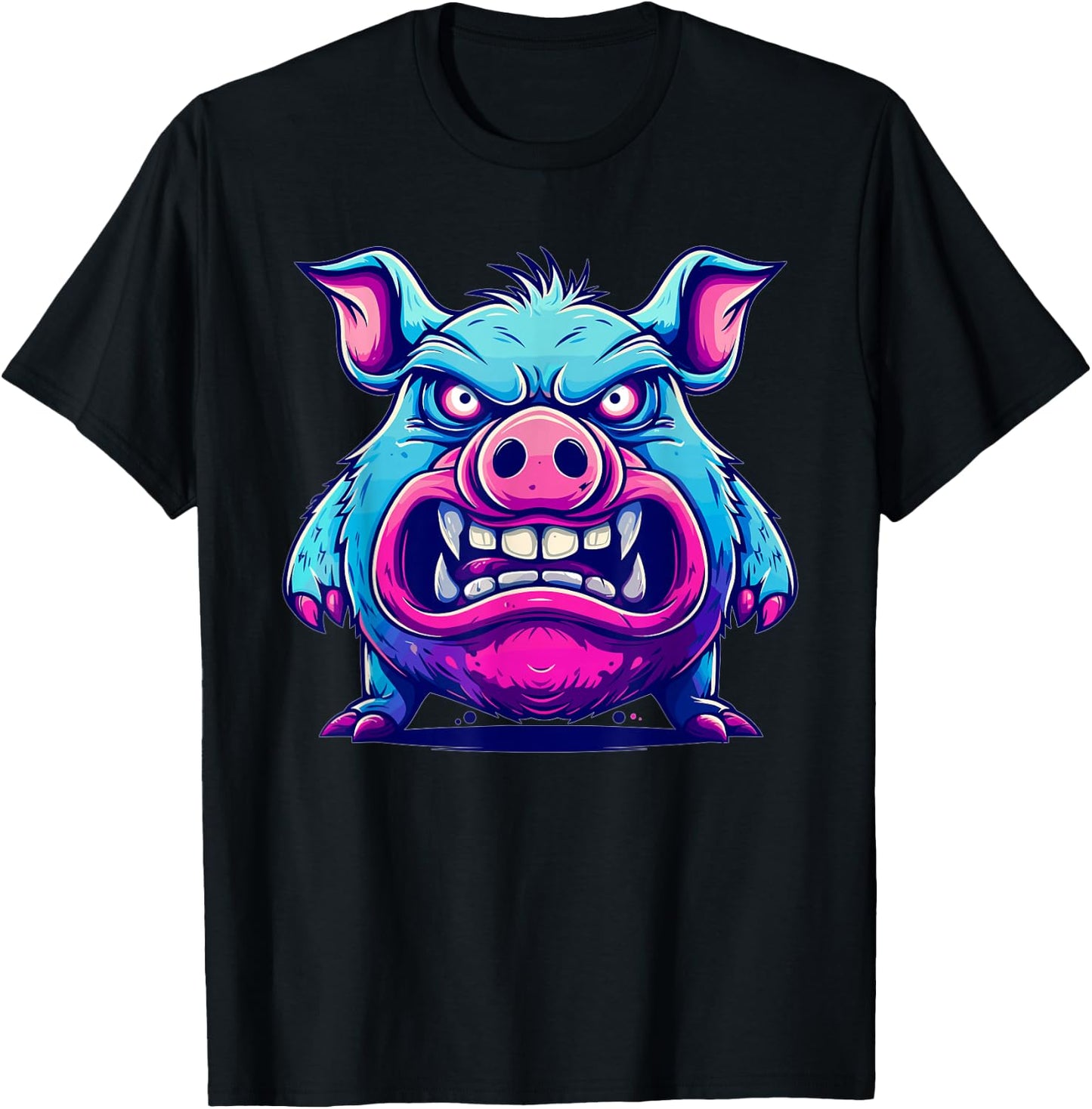 Angry Pig I Colorful Pig T-Shirt - T-Shirt | Black