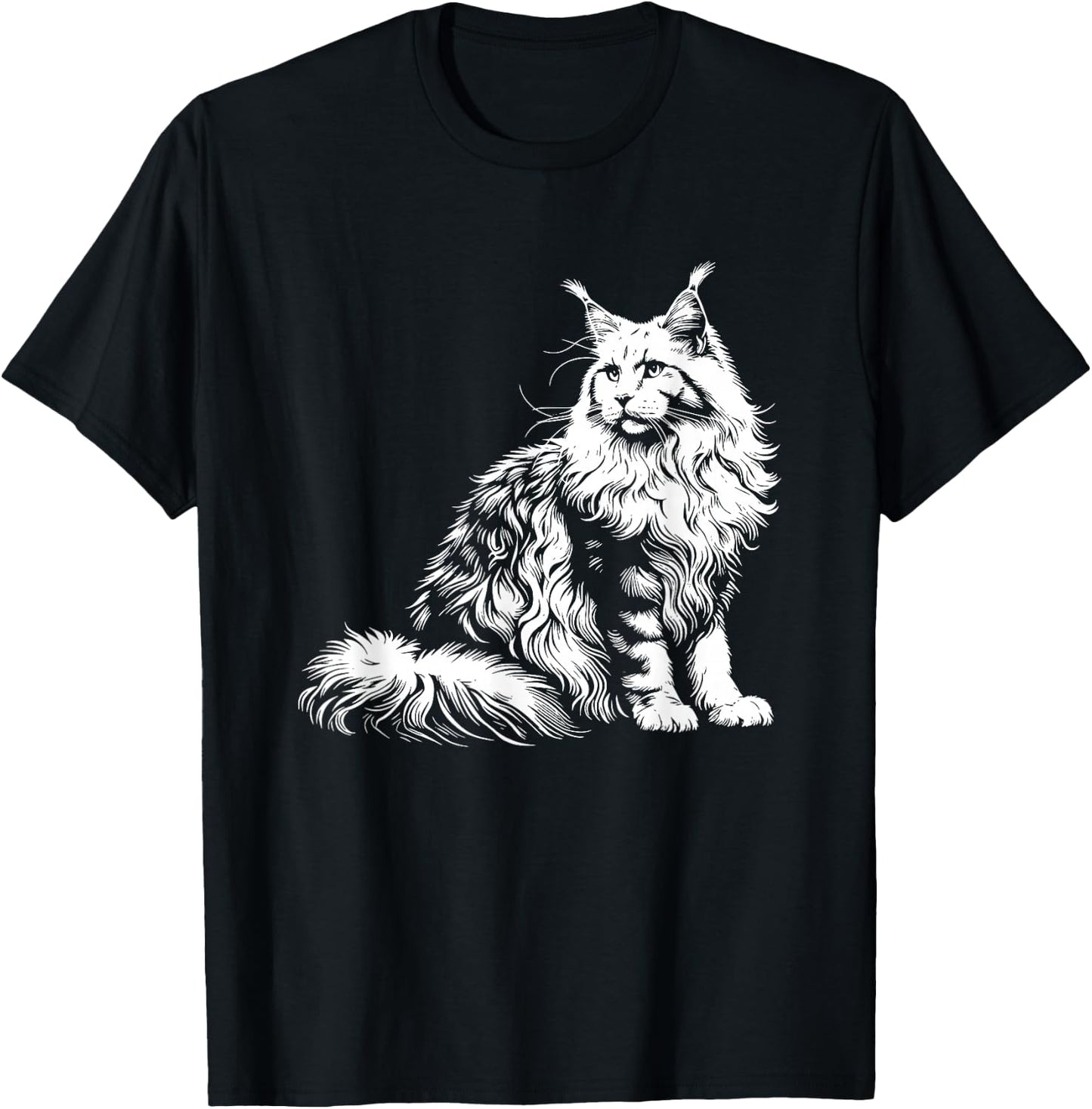 Cat Dad Mom Lover - Monochromatic Maine Coon , Black, S T-Shirt - T-Shirt | Black