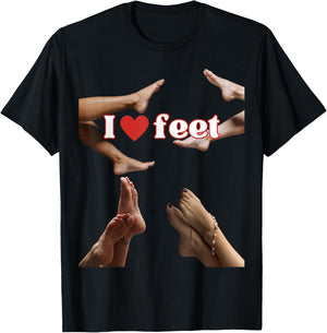I Love Feet, Cool Design for Foot Lovers or Podiatrists , black T-Shirt - T-Shirt | Black